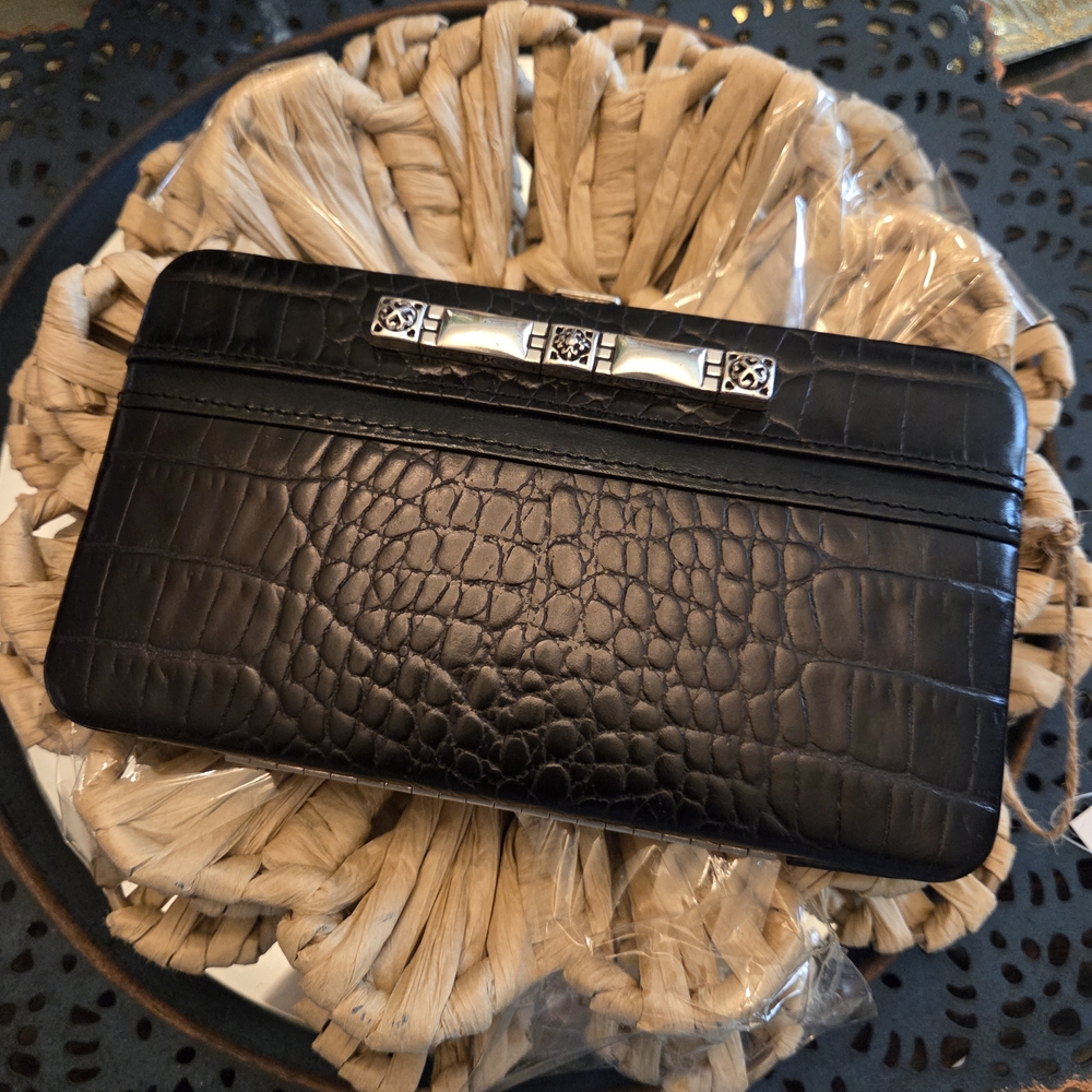 Elegant Brighton Black Crocodile Clutch